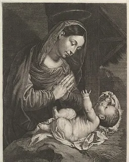 La Vierge adorent l'Enfant Jesus by Jean Morin