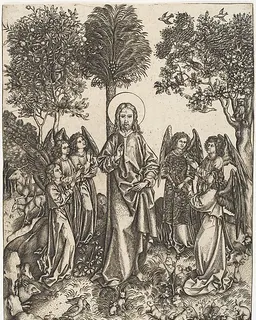Christ in the Wilderness Served by Angels by Master i.e.