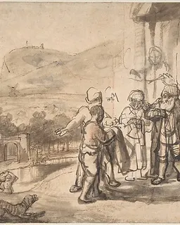 Jacob Receiving Joseph's Blood-Stained Cloak (recto); Study of a Bearded Man and The Sacrifice of Isaac (verso) by Nicolaes Maes