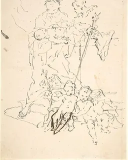 Saint Anthony and the Christ Child Surrounded by Cherubs by Martin Johann Schmidt