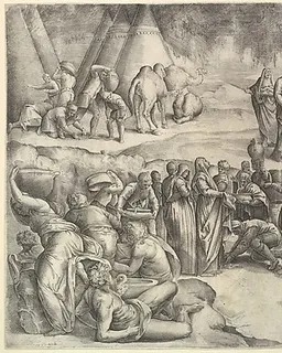 The Israelites Gathering Manna by Battista Franco