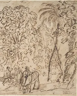 The Rest on the Flight into Egypt (recto); The Arch of Titus, Camp Vaccino (verso) by Claude Lorrain (Claude Gellée)