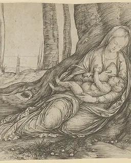 The Madonna nursing the Christ Child at the foot of a tree by Jacopo de' Barbari