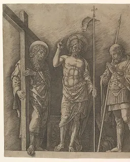 The Risen Christ between Saints Andrew and Longinus by Andrea Mantegna