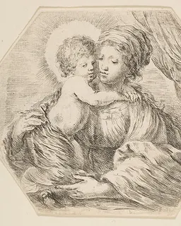 Virgin and Christ Child, an octagonal composition by Stefano della Bella