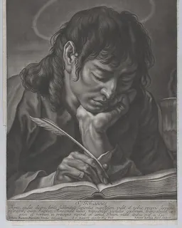 Saint John the Evangelist; head and shoulders, writing with a quill by Johann Lorenz Haid