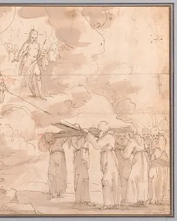 Members of a Monastic Order Carrying the Cross for Christ to Heaven by Giovanni Andrea de Ferrari