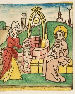 Christ and the Woman of Samaria by Anonymous, German, 15th century