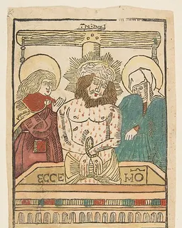 The Man of Sorrows between the Virgin and Saint John by Anonymous, German, 15th century