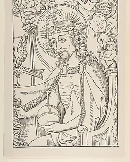 Seated Christ Holding the Orb, a section of the "Crowning of the Virgin" by Anonymous, 15th century