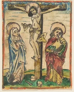 Christ on the Cross with the Virgin and Saint John by Anonymous, German, 15th century
