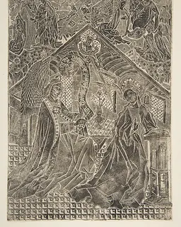 The Annunciation, Visitation, and Nativity (Schr. 2865) by Anonymous, German, 15th century