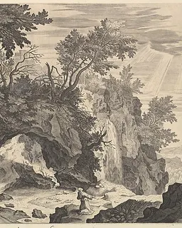 Rocky Landscape with the Stigmatisation of Saint Francis by Aegidius Sadeler II