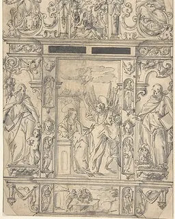 Design for a Tabernacle with the Annunciation by Anonymous, German, 17th century