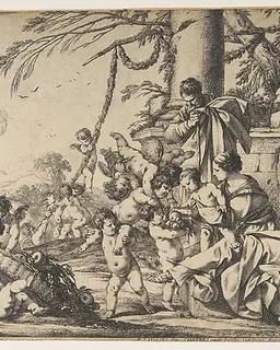 The Virgin and Christ Child Served by Angels by Laurent de La Hyre