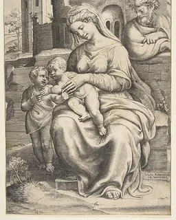The Holy Family with Saint John the Baptist by Giulio Bonasone
