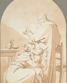 The Holy Family in an Interior by E. La Touche