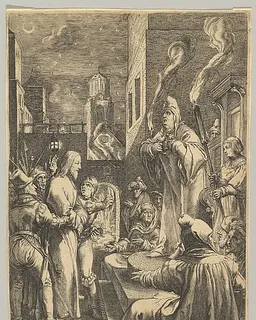 Christ before Caiaphas, from "The Passion of Christ" by Ludovicus Siceram