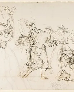 Sketch for the Judgment of Solomon (?); verso: Dancing Mythological Figures by Christian Gottlieb Schick