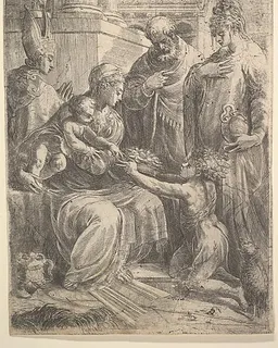 Holy Family with Saints by Andrea Schiavone (Andrea Meldola)