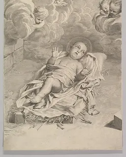 The Christ Child on a Bed of Straw by Claude Mellan