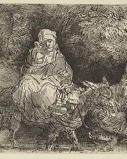 The Flight into Egypt: Crossing a Brook by Rembrandt van Rijn