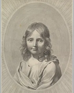 Bust of Jesus as a Child in an Oval by Claude Mellan