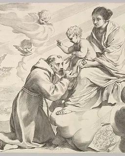 St Francis of Assisi Adoring the Christ Child on the Virgin's Lap by Claude Mellan
