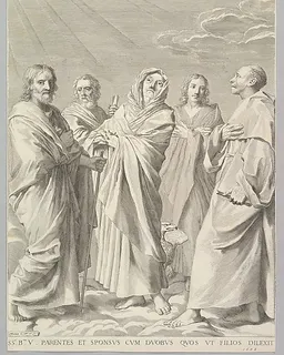 Sts. Anne, Joseph, Joachim, Bernard and John the Evangelist (Parenté de la Vierge) by Claude Mellan