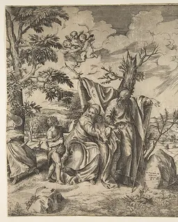 The rest of the Holy Family on their flight to Egypt by Giulio Bonasone