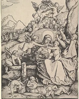 The Virgin and Child with Eight Angels in a Landscape by Hans Baldung Grien