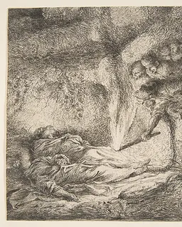 Finding the bodies of Saints Peter and Paul (fragment) by Giovanni Benedetto Castiglione (Il Grechetto)