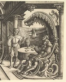 David playing the harp before Saul by Christoph Bockstorffer