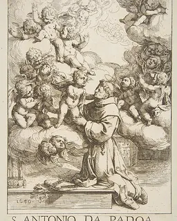 Saint Anthony of Padua adoring the Christ Child, copy after Cantarini by Anonymous, Italian, 17th century