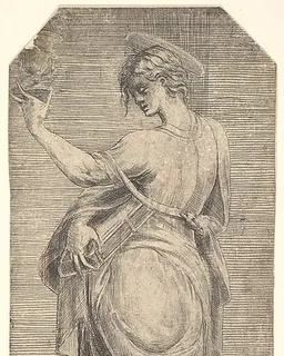 St John in profile facing left, from "Christ and the Apostles" by Andrea Schiavone (Andrea Meldola)