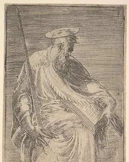 Saint Paul holding a sword and a  book, from Christ and the Apostles by Andrea Schiavone (Andrea Meldola)