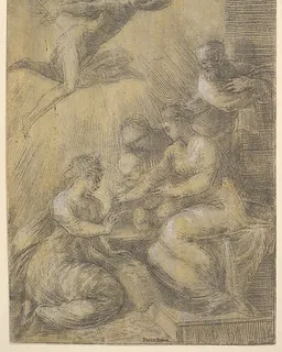 The mystic marriage of Saint Catherine by Andrea Schiavone (Andrea Meldola)