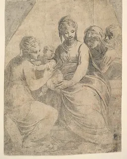 The Virgin and Child accompanied by saints by Andrea Schiavone (Andrea Meldola)