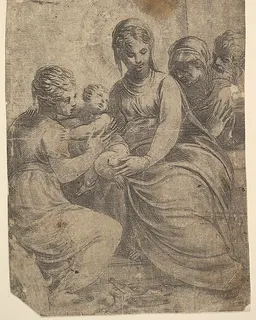 The Virgin and Child accompanied by saints by Andrea Schiavone (Andrea Meldola)