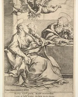 The Holy Family with Two Angels by Guido Reni