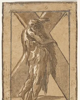 Saint Andrew standing in profile holding a large cross, from "Twelve Apostles" by Antonio da Trento