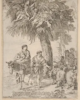 The Holy Family on their flight into Egypt by Giovanni Benedetto Castiglione (Il Grechetto)