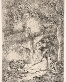 Finding the bodies of Saints Peter and Paul by Giovanni Benedetto Castiglione (Il Grechetto)