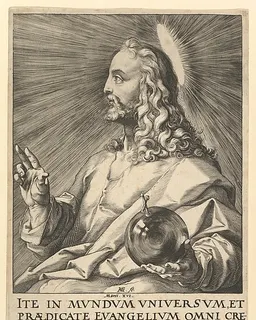 Christ, from "Christ, the Apostles and St. Paul with the Creed" by Hendrick Goltzius