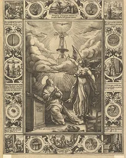 Ave Maria, from "Allegorical Scenes on the Life of Christ, from Christian and Profane Allegories" by Hendrick Goltzius