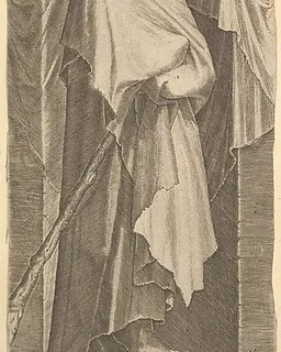 St. James Minor(?) in an arcuated niche, from "Christ and the Twelve Apostles" by Lambert Suavius