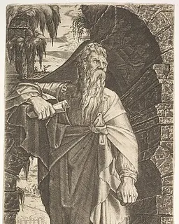 St. Paul standing under an overgrown arch, from "Christ and the Twelve Apostles" by Lambert Suavius