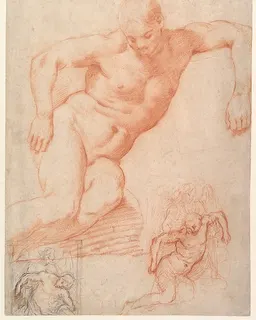 Studies of the Dead Christ supported by an Angel, with subsidiary studies for the same composition by Poppi (Francesco Morandini)