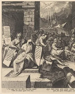 The Adoration of the Shepherds, Surrounded by Moses and Five Prophets by Jacob Matham