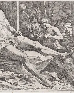 The dead Christ accompanied by angels at right by Giovanni Cesare Testa